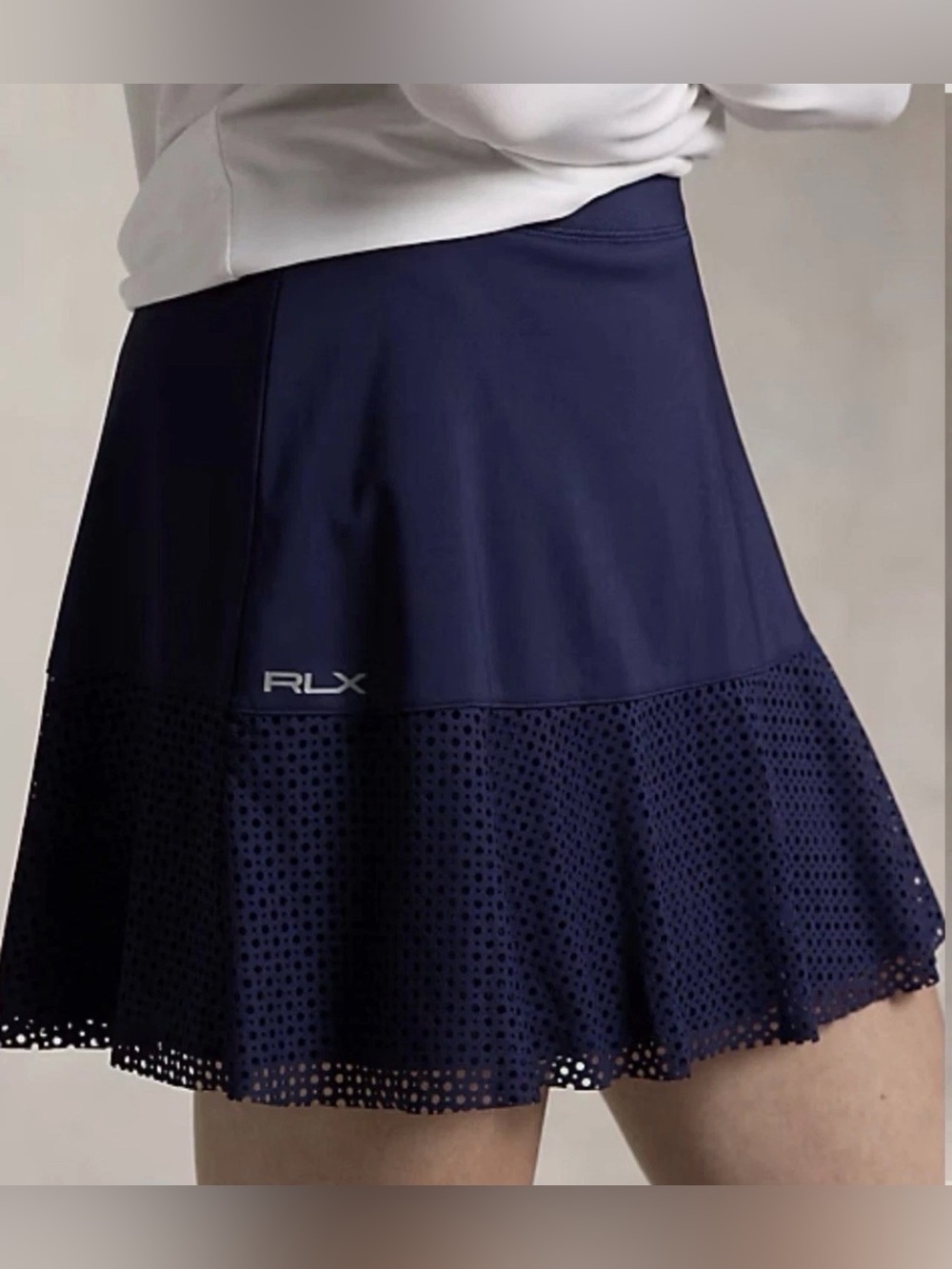 Ralph Lauren RLX GOLF 15" Eyelet-Panel Interlock Skort Navy Size M NWT $148